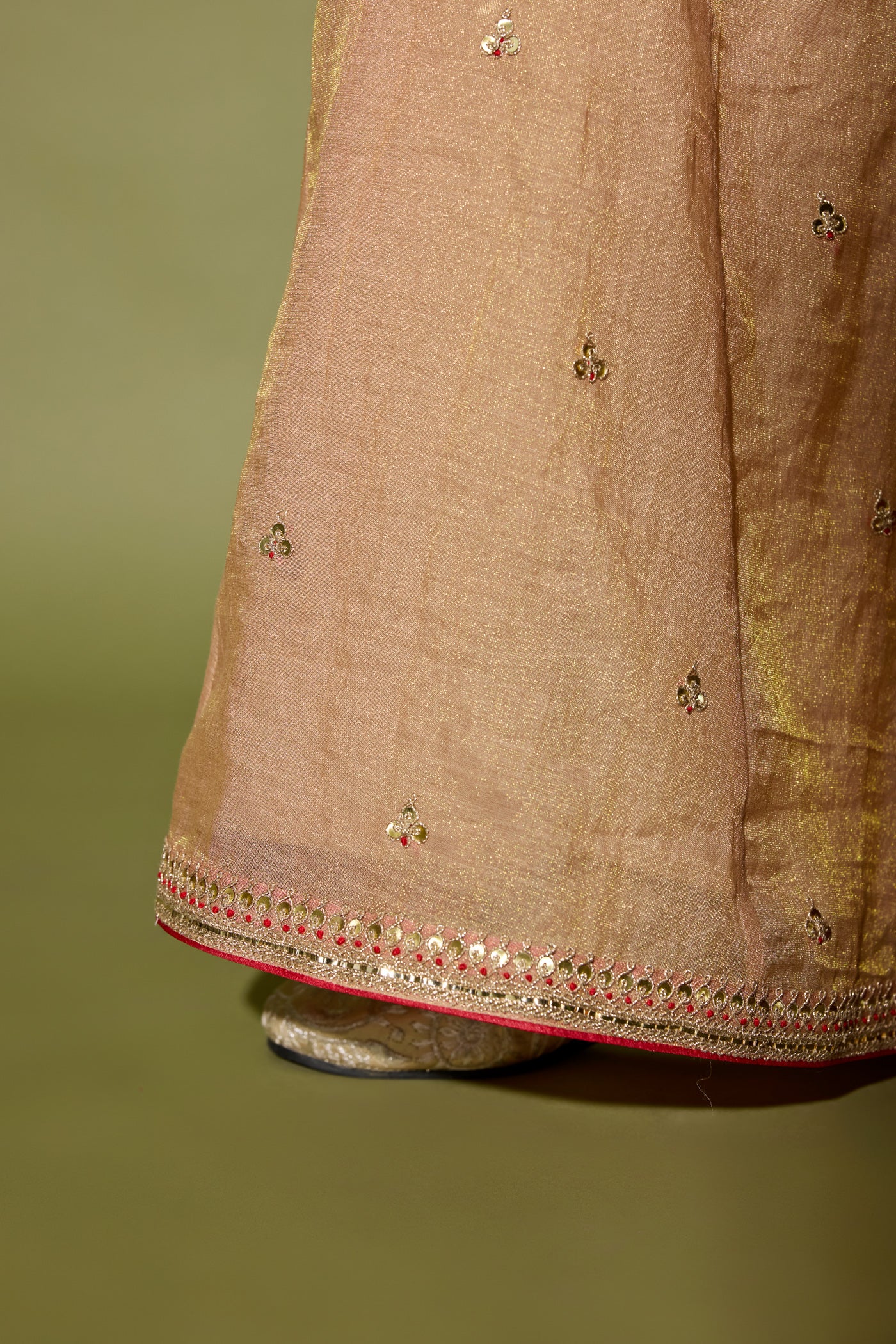 STRIPE TISSUE SHORT KURTA AND SHARARA SET