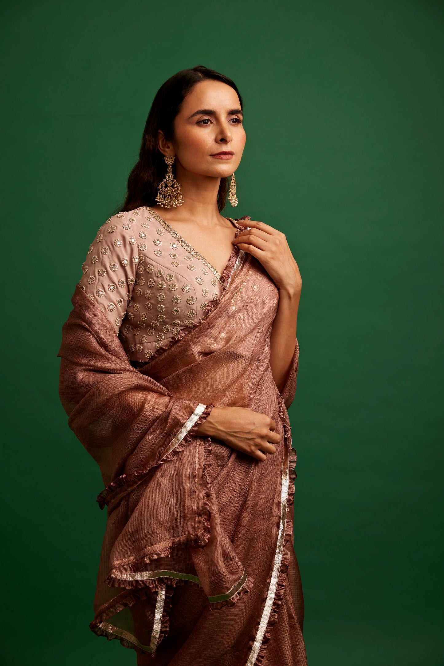 SAREE WITH BLOUSE AND BELT