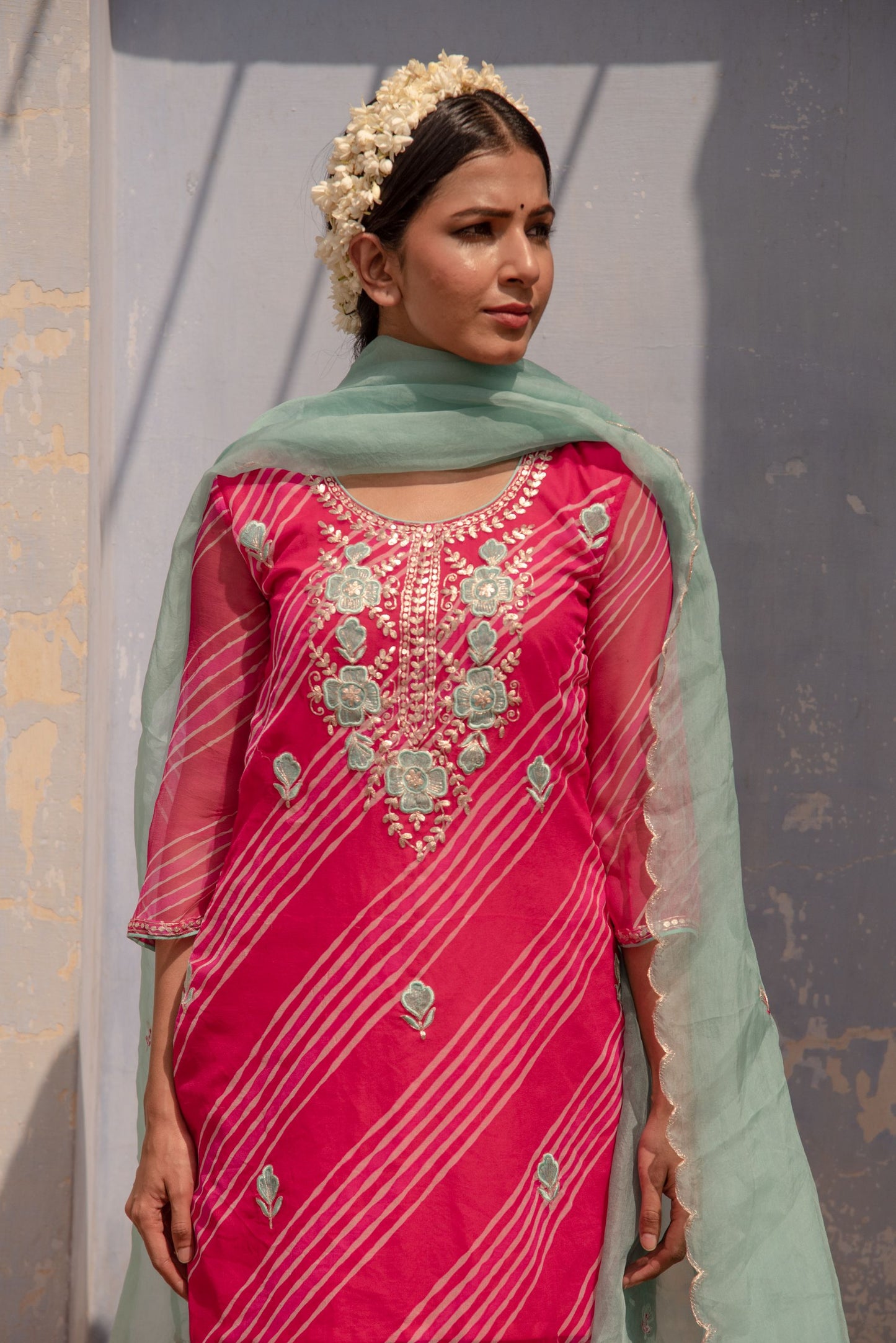 PINK-TURQUOISE SKIRT SET