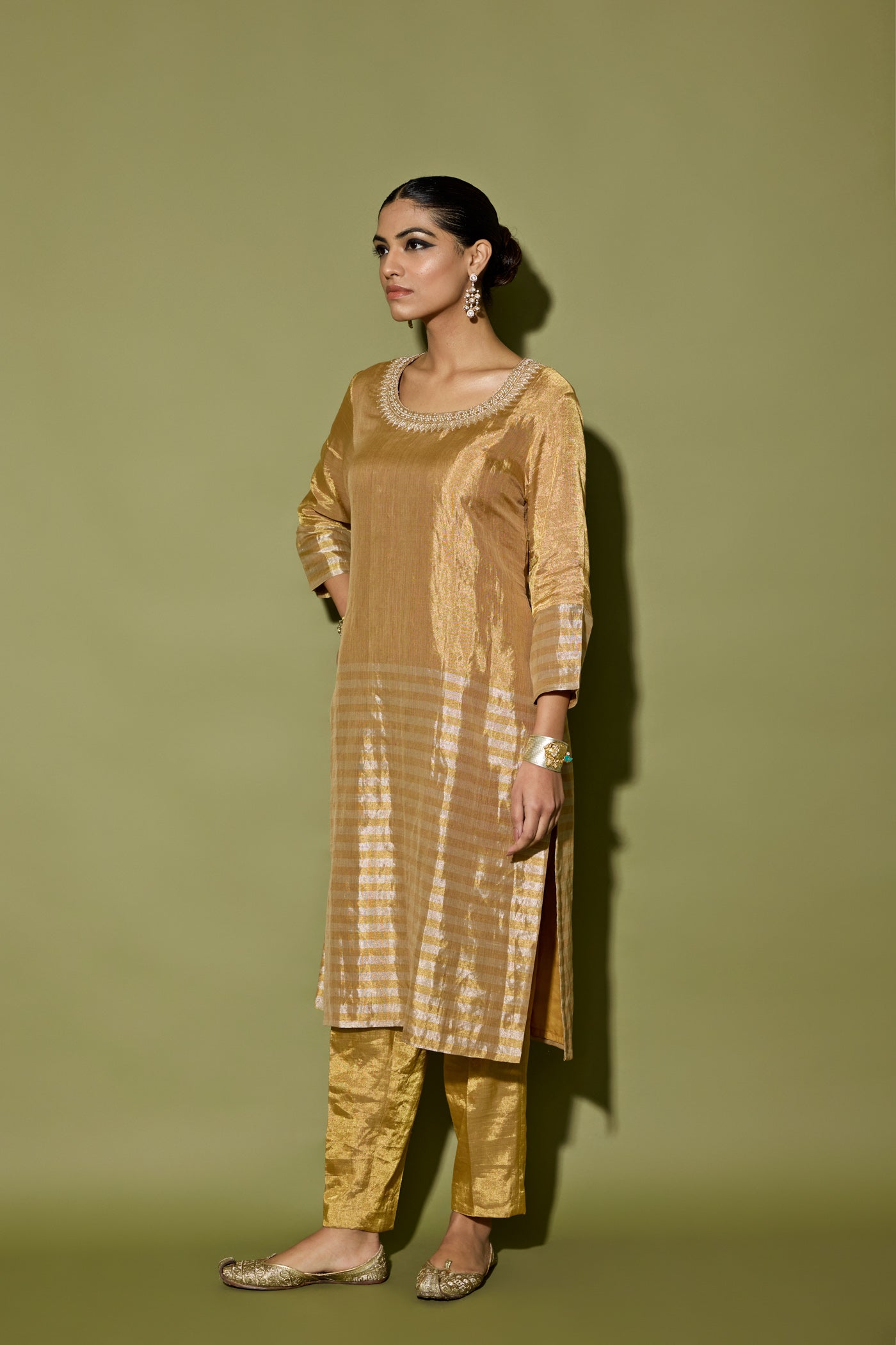 TISSUE STRIPE KURTA SET