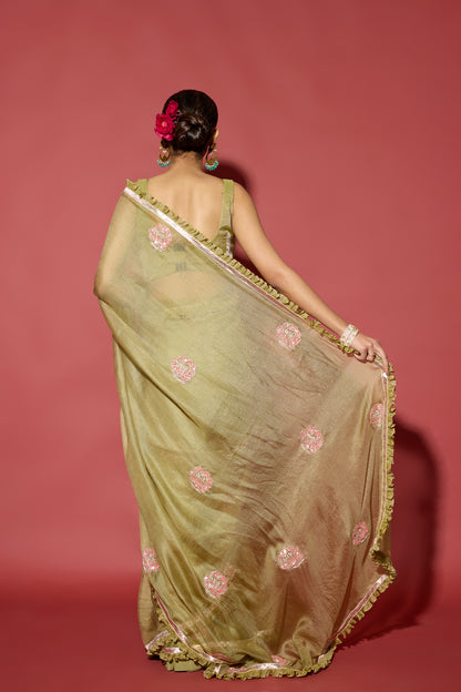 OLIVE GREEN KOTA SILK SAREE