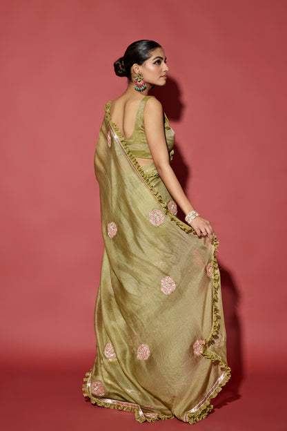 OLIVE GREEN KOTA SILK SAREE