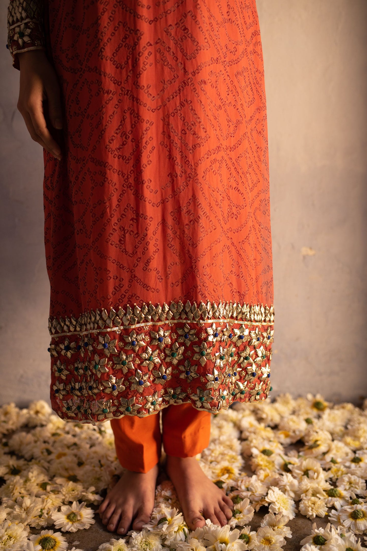 ORANGE-RED KURTA SET