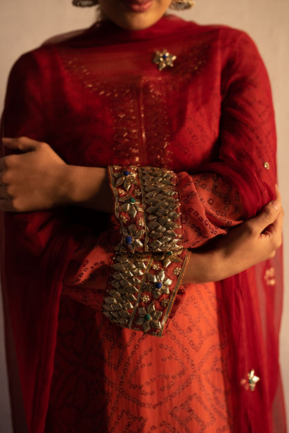 ORANGE-RED KURTA SET
