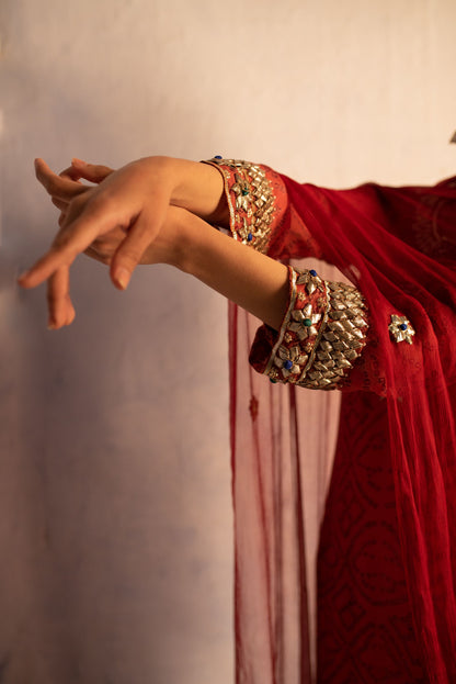 ORANGE-RED KURTA SET