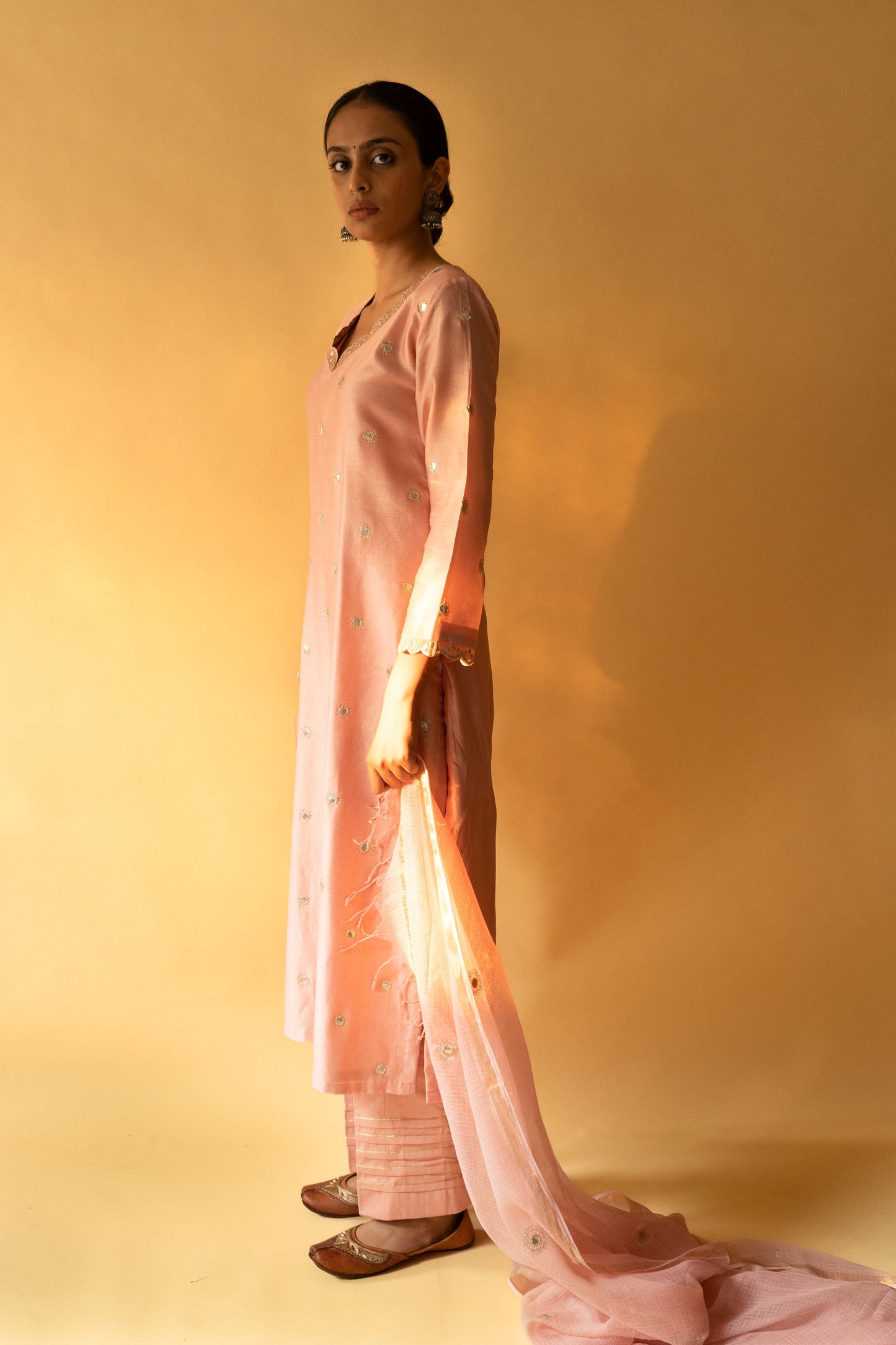 PEACH KURTA SET