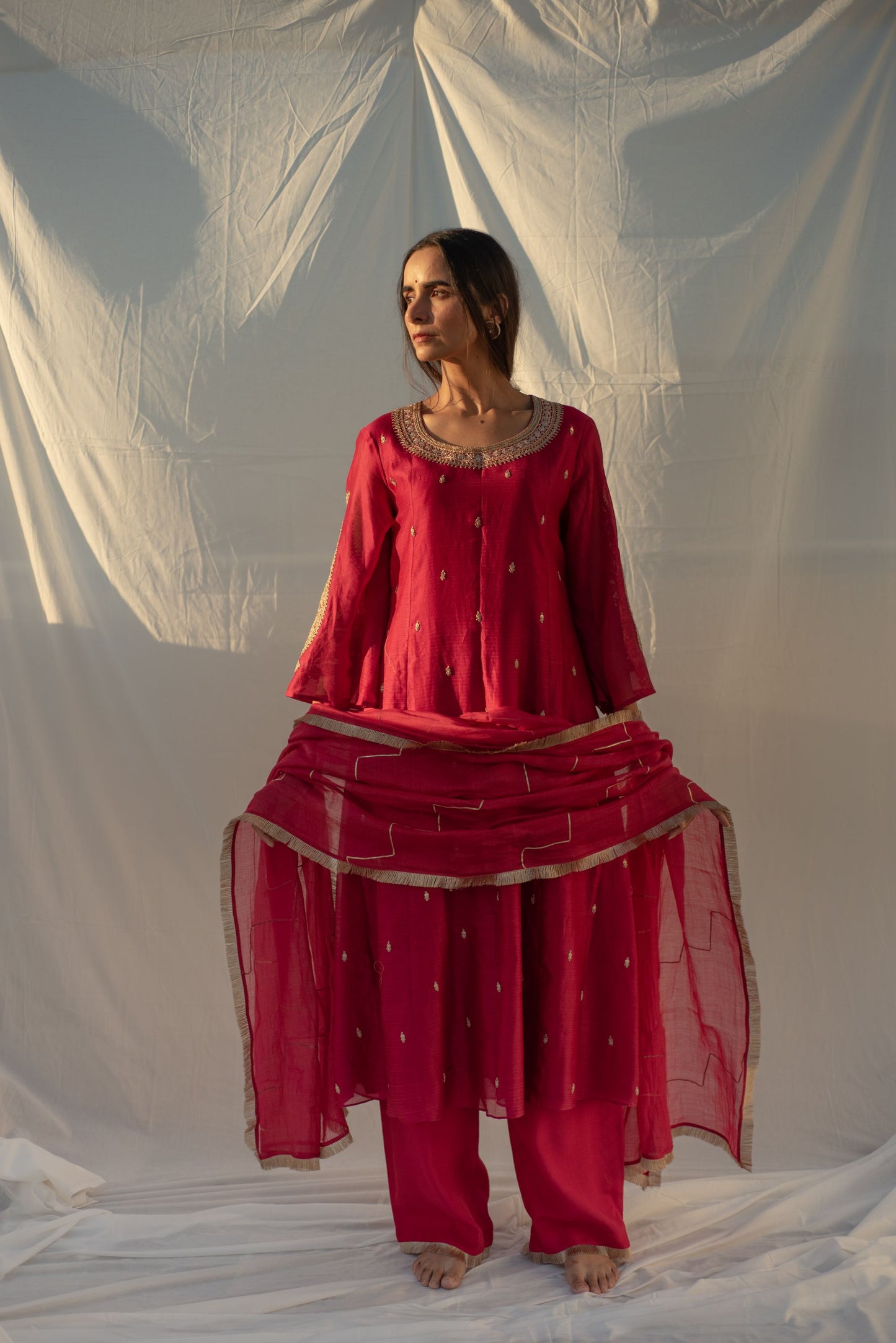 RED KURTA SET