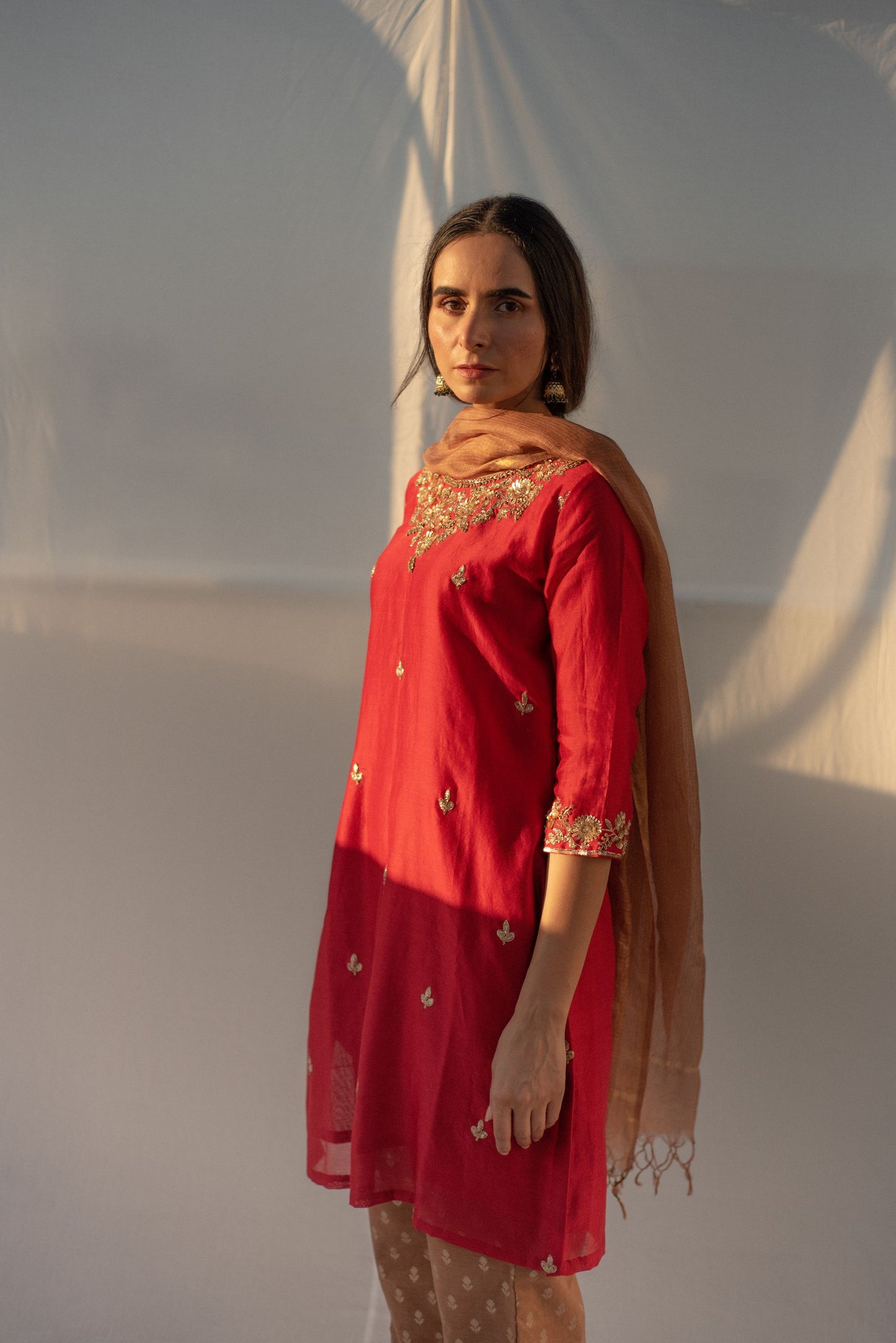 RED -BROWN KURTA SET