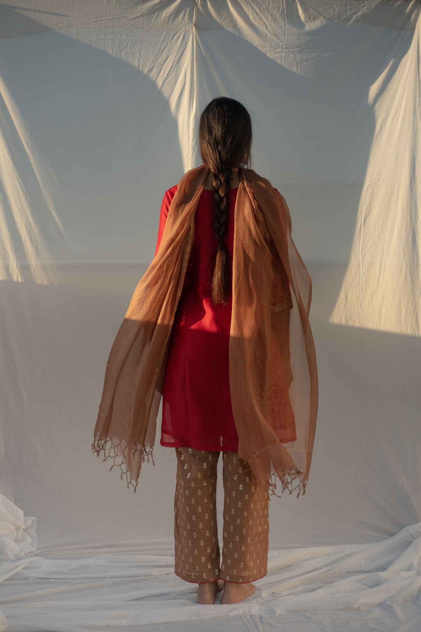 RED -BROWN KURTA SET