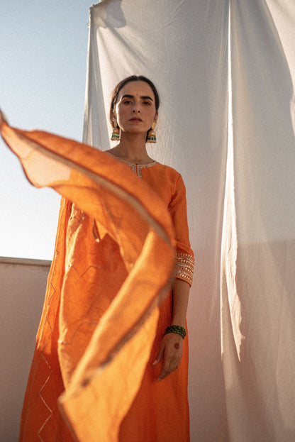 SAFFRON-CREAM KURTA SET