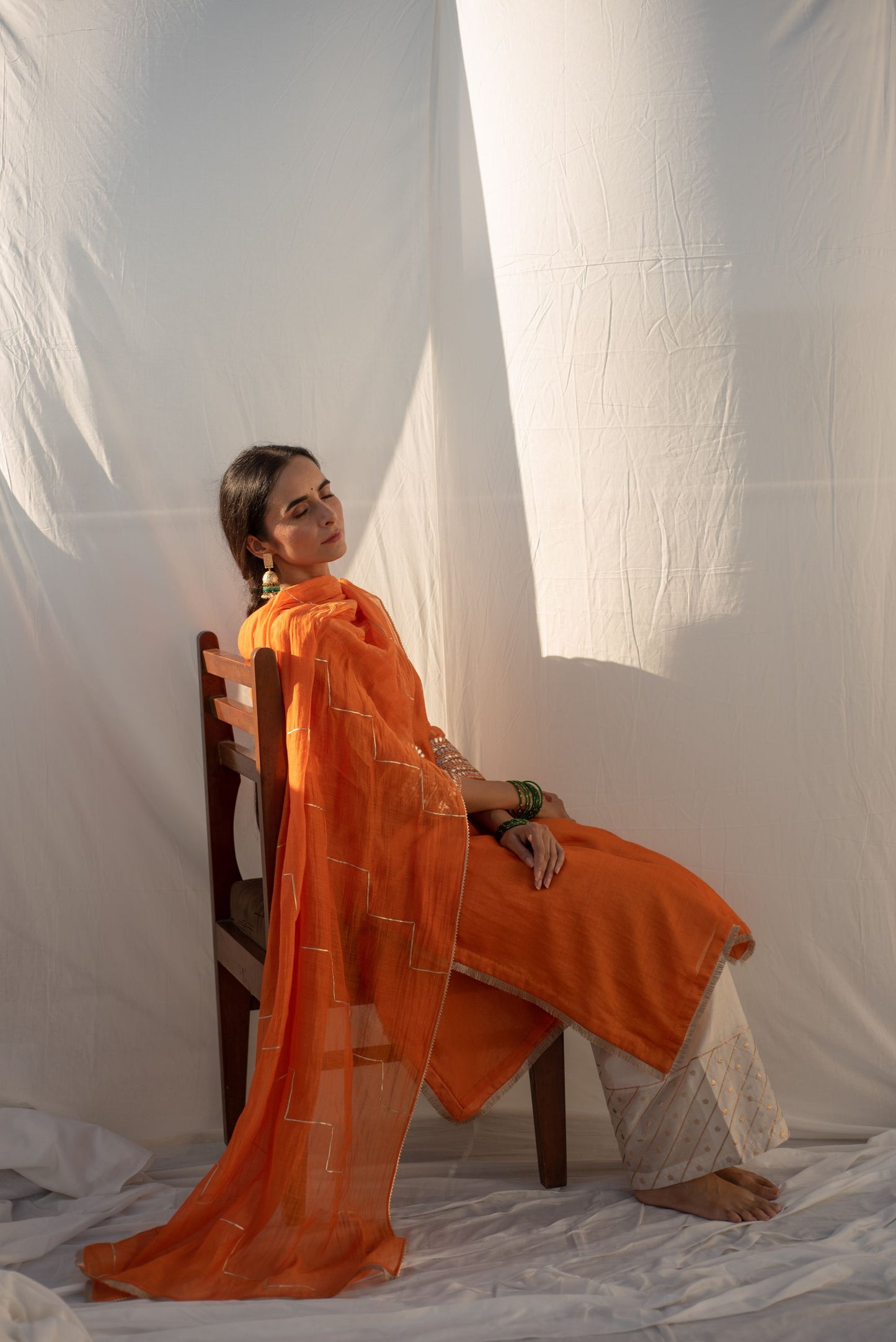 SAFFRON-CREAM KURTA SET