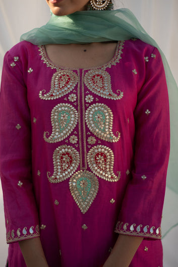 RANI PINK-TURQOUISE KURTA SET