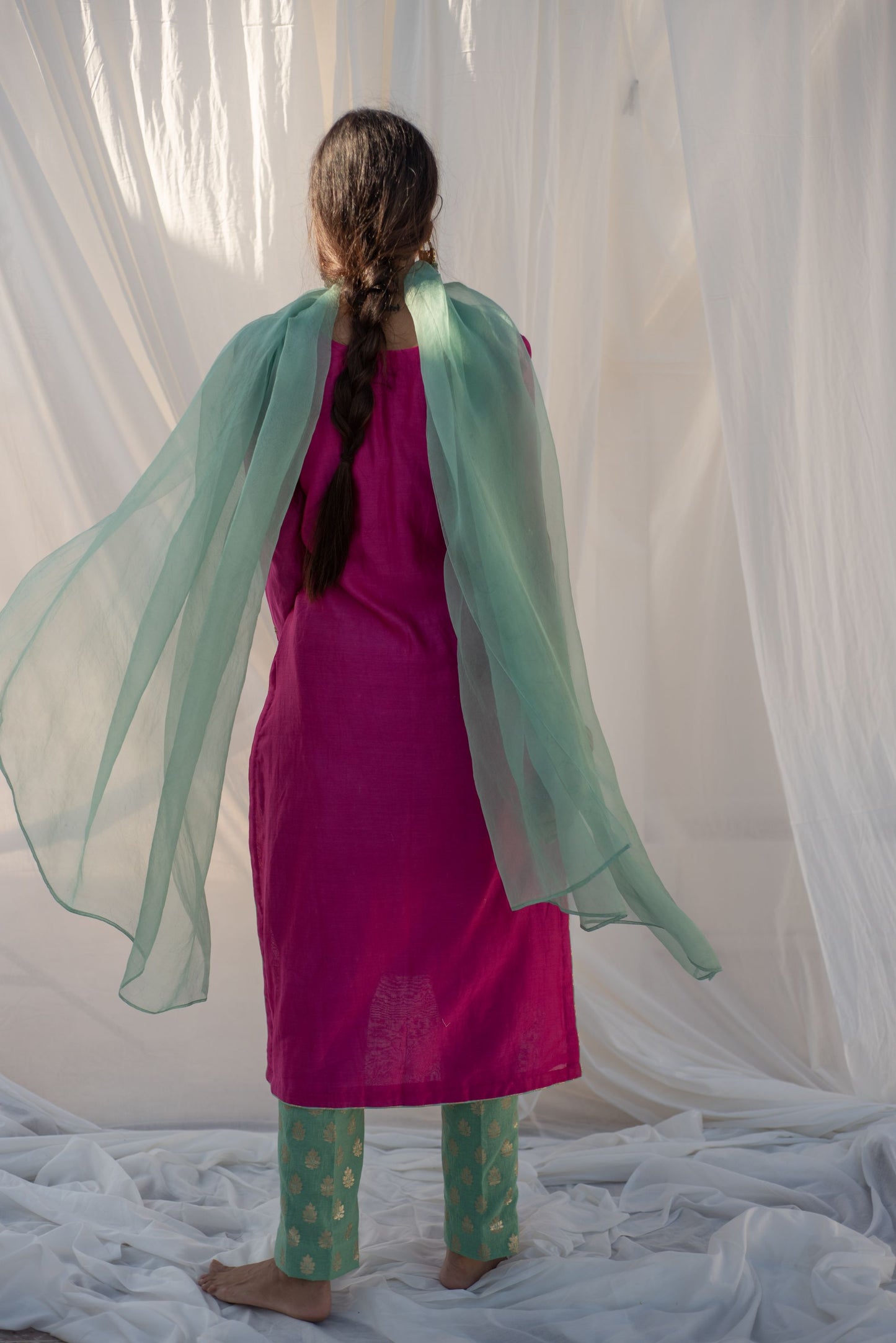 RANI PINK-TURQOUISE KURTA SET