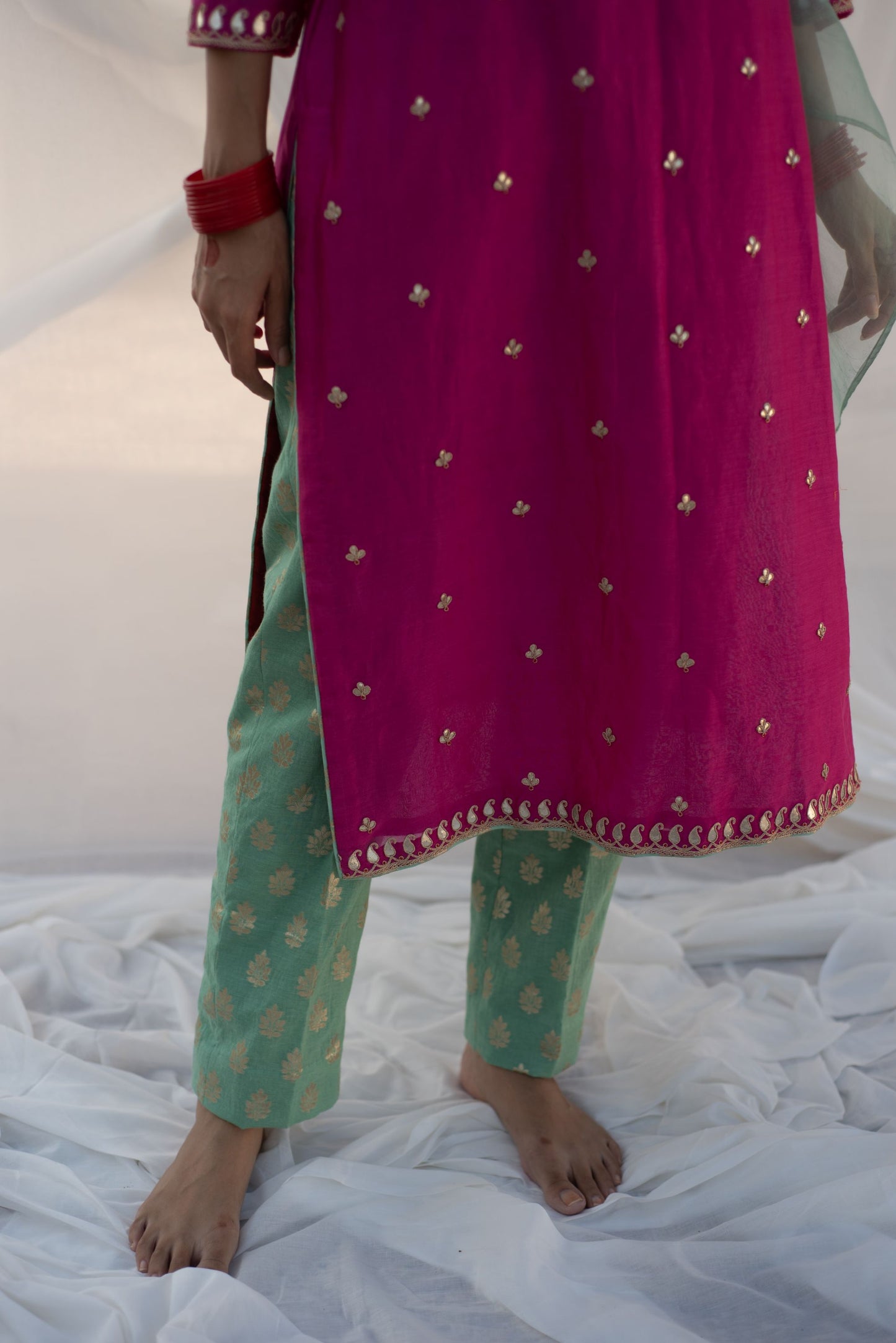 RANI PINK-TURQOUISE KURTA SET