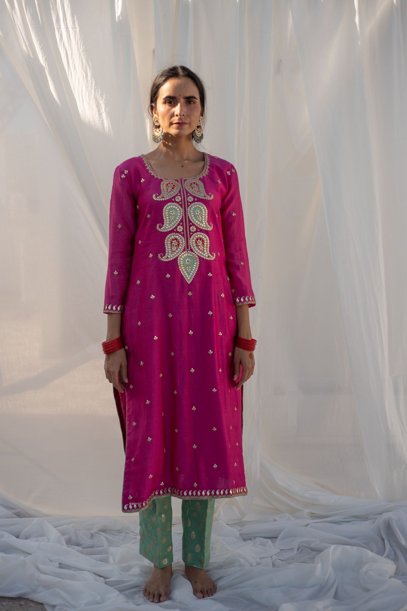 RANI PINK-TURQOUISE KURTA SET