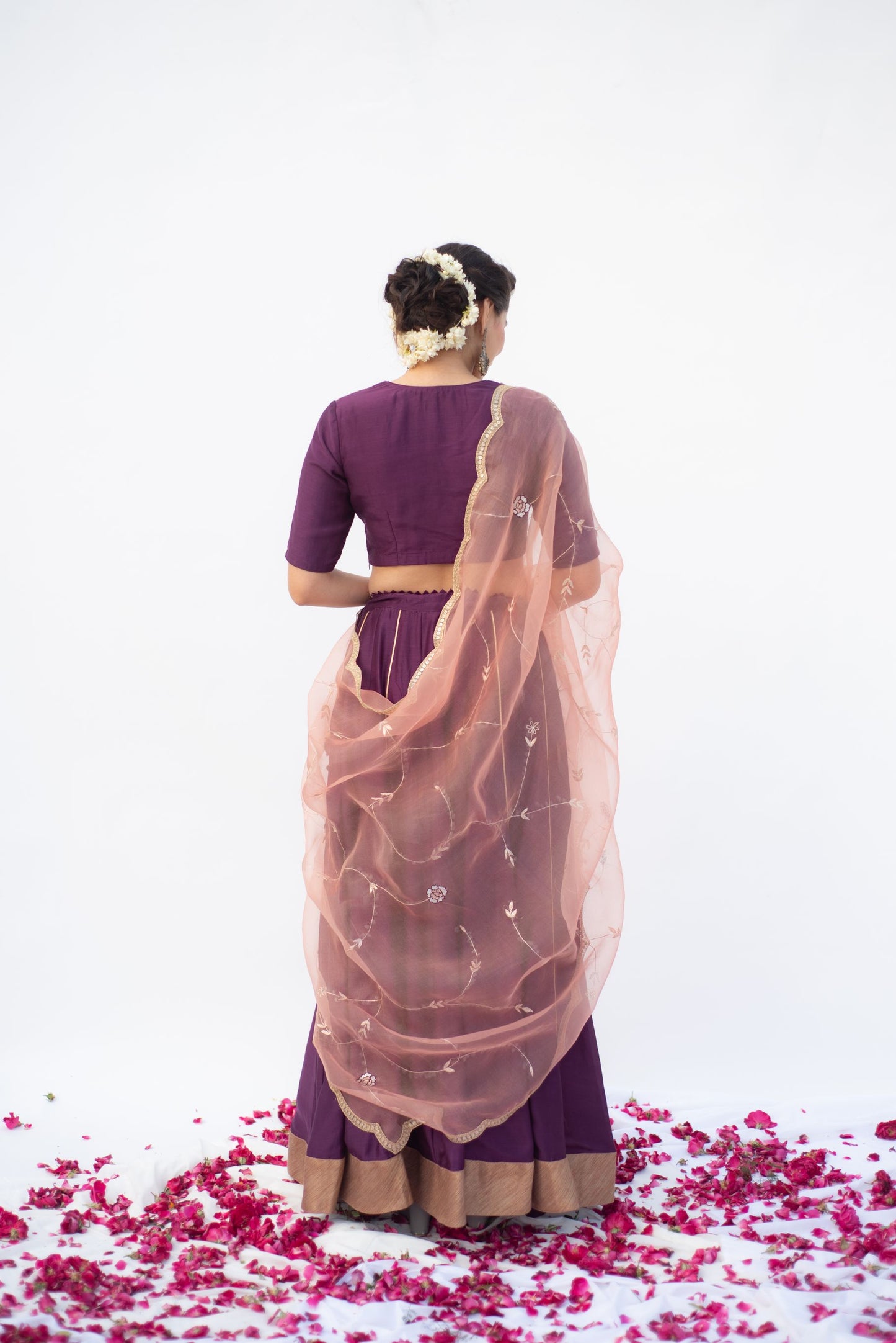 PURPLE,PEACH LEHANGA SET