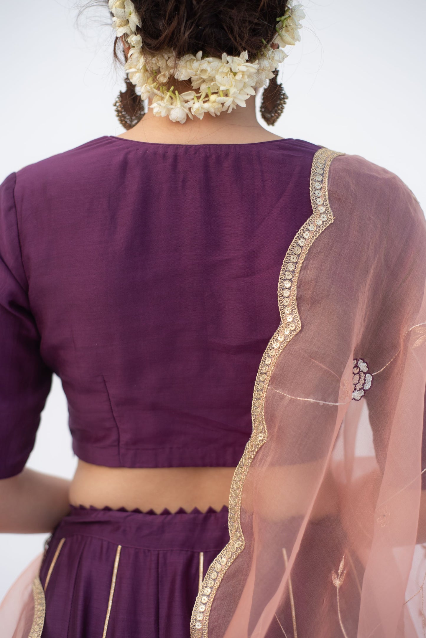 PURPLE,PEACH LEHANGA SET