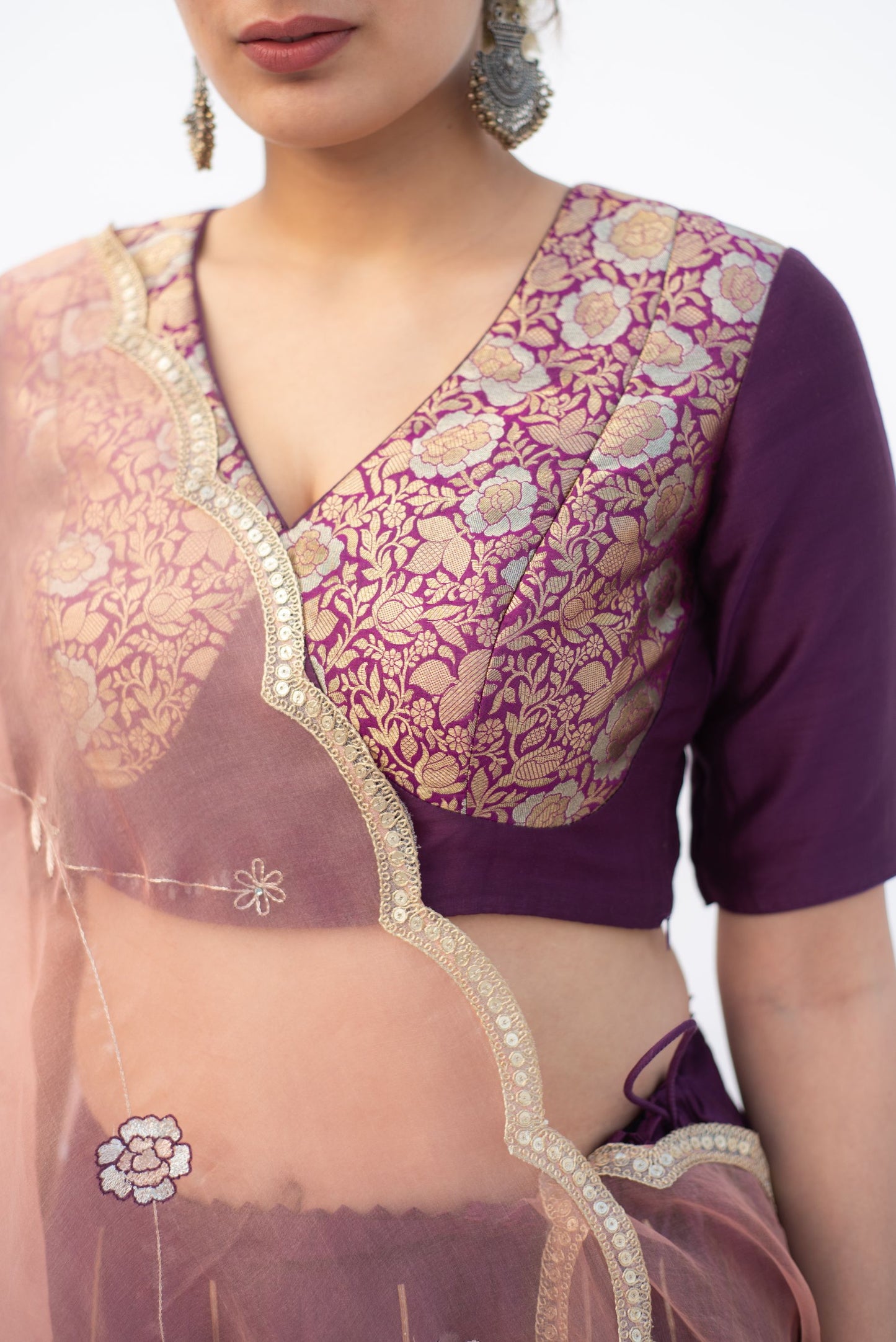 PURPLE,PEACH LEHANGA SET