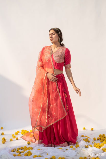 PINK-PEACH LEHANGA SET