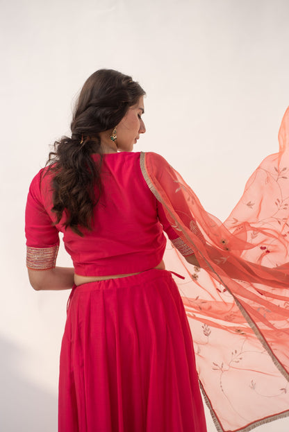 PINK-PEACH LEHANGA SET