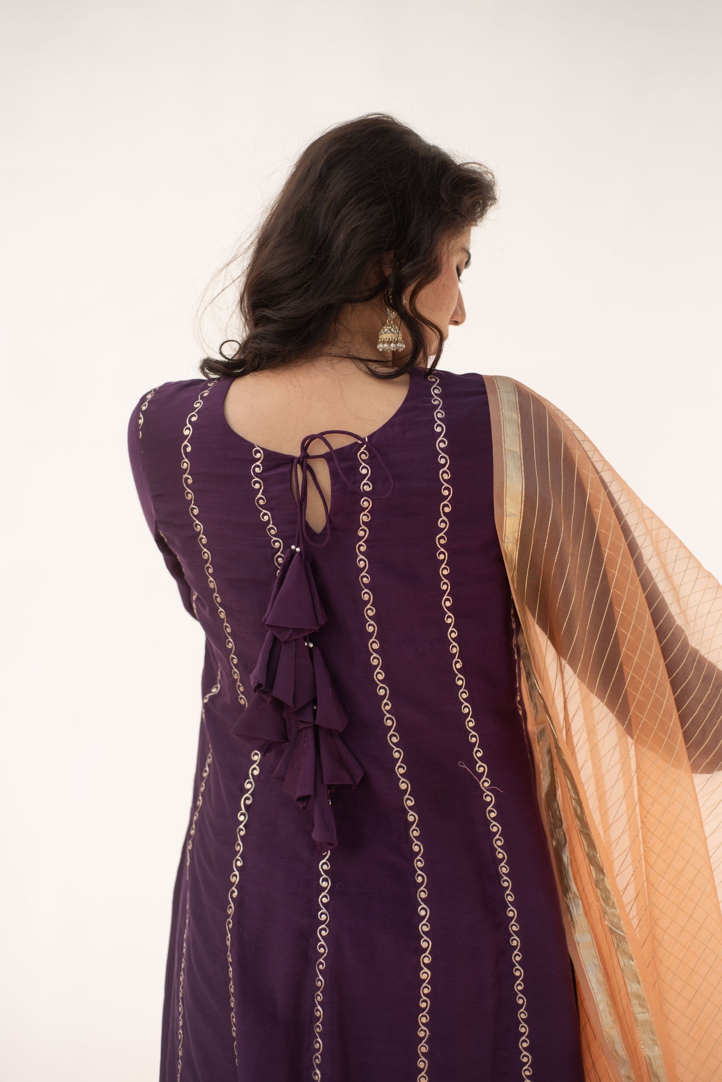 PURPLE, PEACH KURTA SET