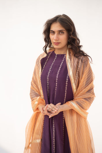 PURPLE, PEACH KURTA SET