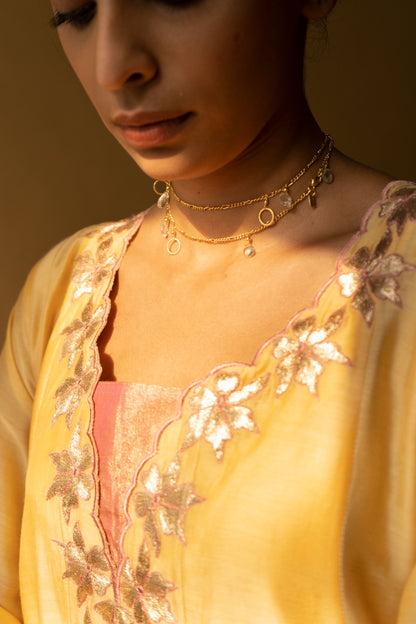 YELLOW AND PINK KURTA SET