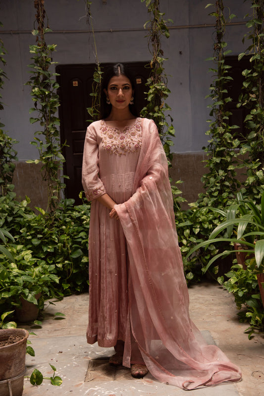 ONION PINK KURTA KALI SET