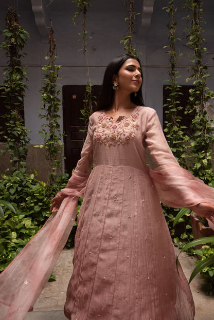 ONION PINK KURTA KALI SET