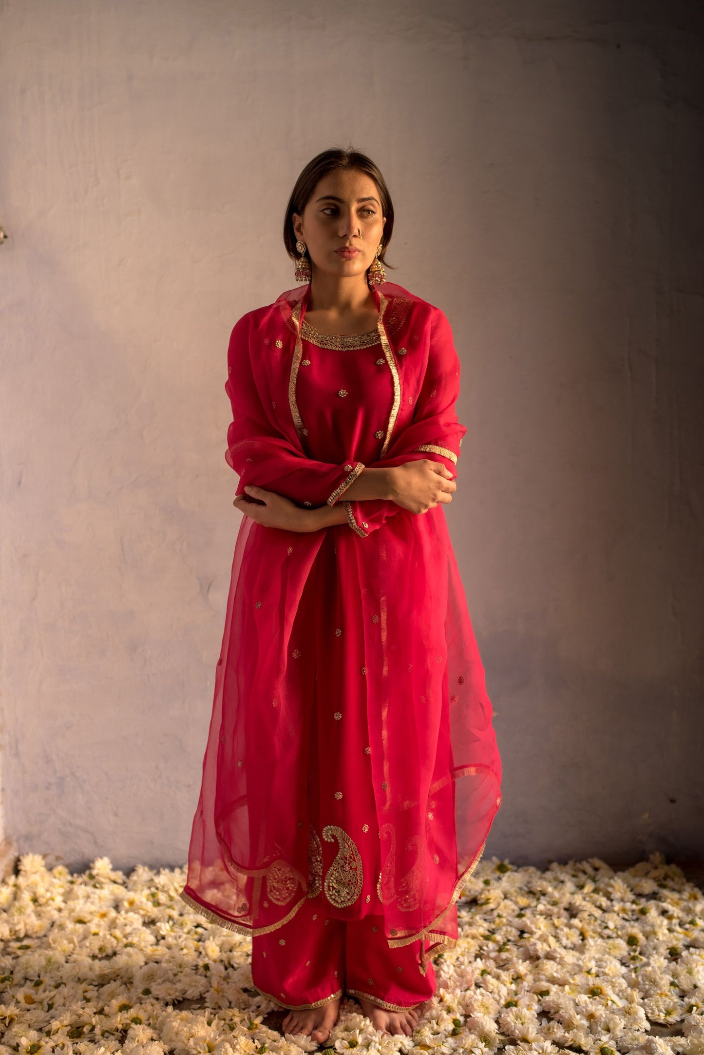 RED KURTA SET
