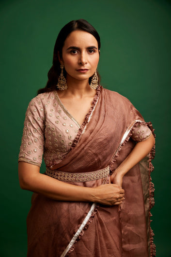 SAREE WITH BLOUSE AND BELT