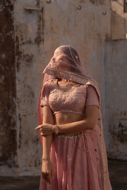 ONION PINK LEHNGA SET
