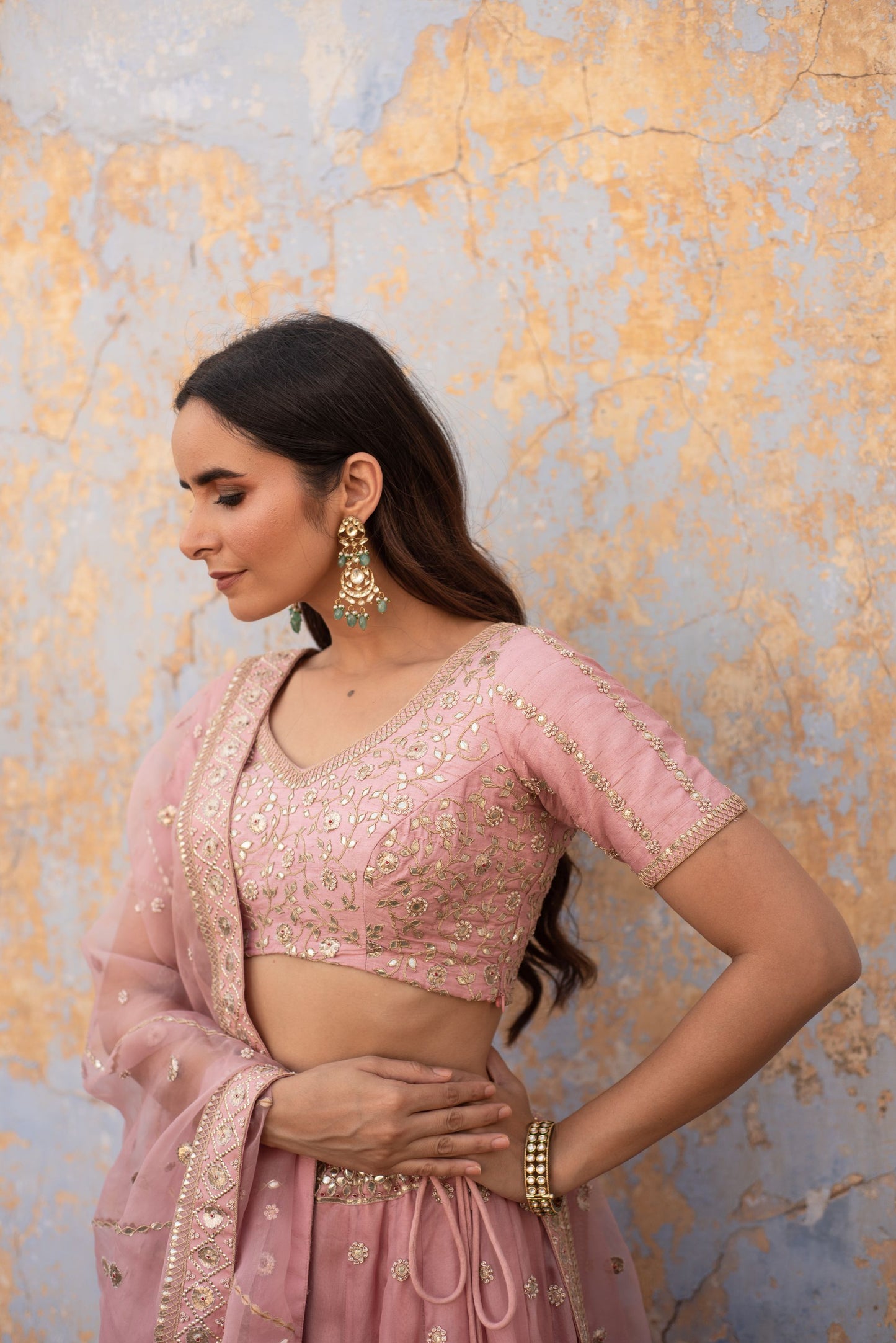 ONION PINK LEHNGA SET