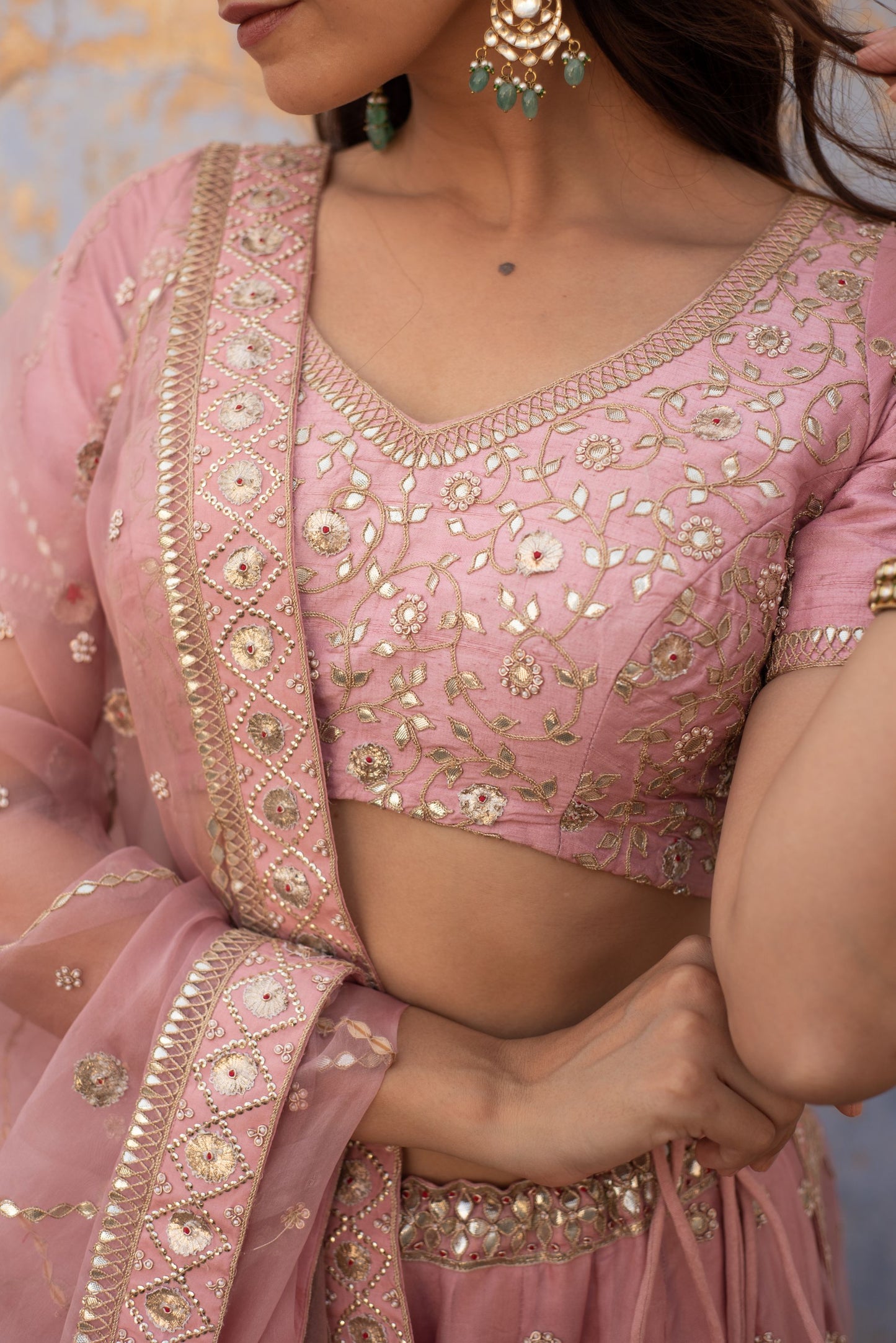ONION PINK LEHNGA SET