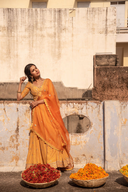 SAFFRON ORANGE LEHNGA SET