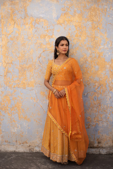 SAFFRON ORANGE LEHNGA SET