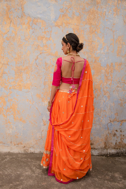 ORANGE-RANI RAJPUTANA LAHANGA SET