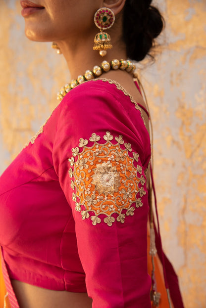 ORANGE-RANI RAJPUTANA LAHANGA SET
