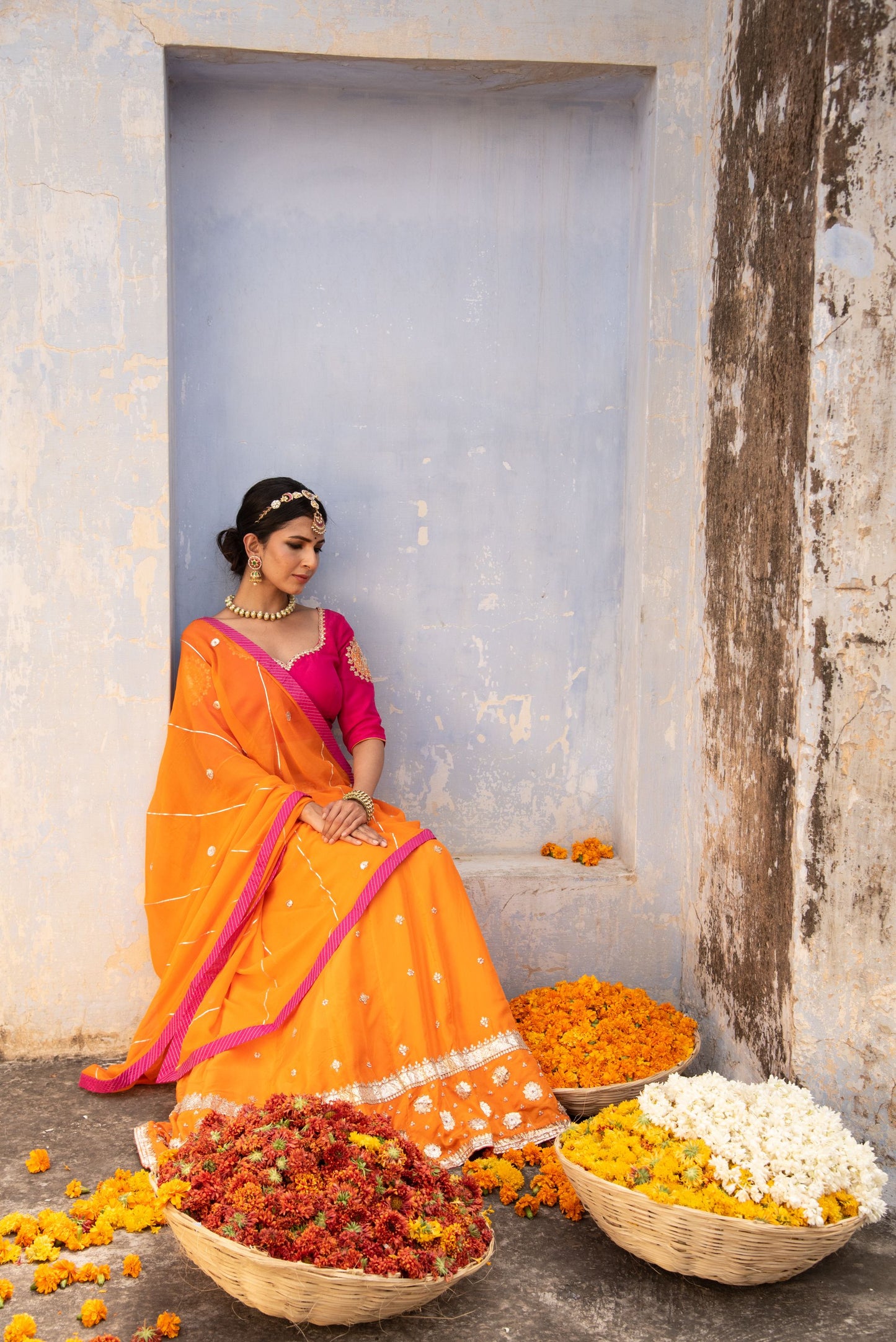 ORANGE-RANI RAJPUTANA LAHANGA SET