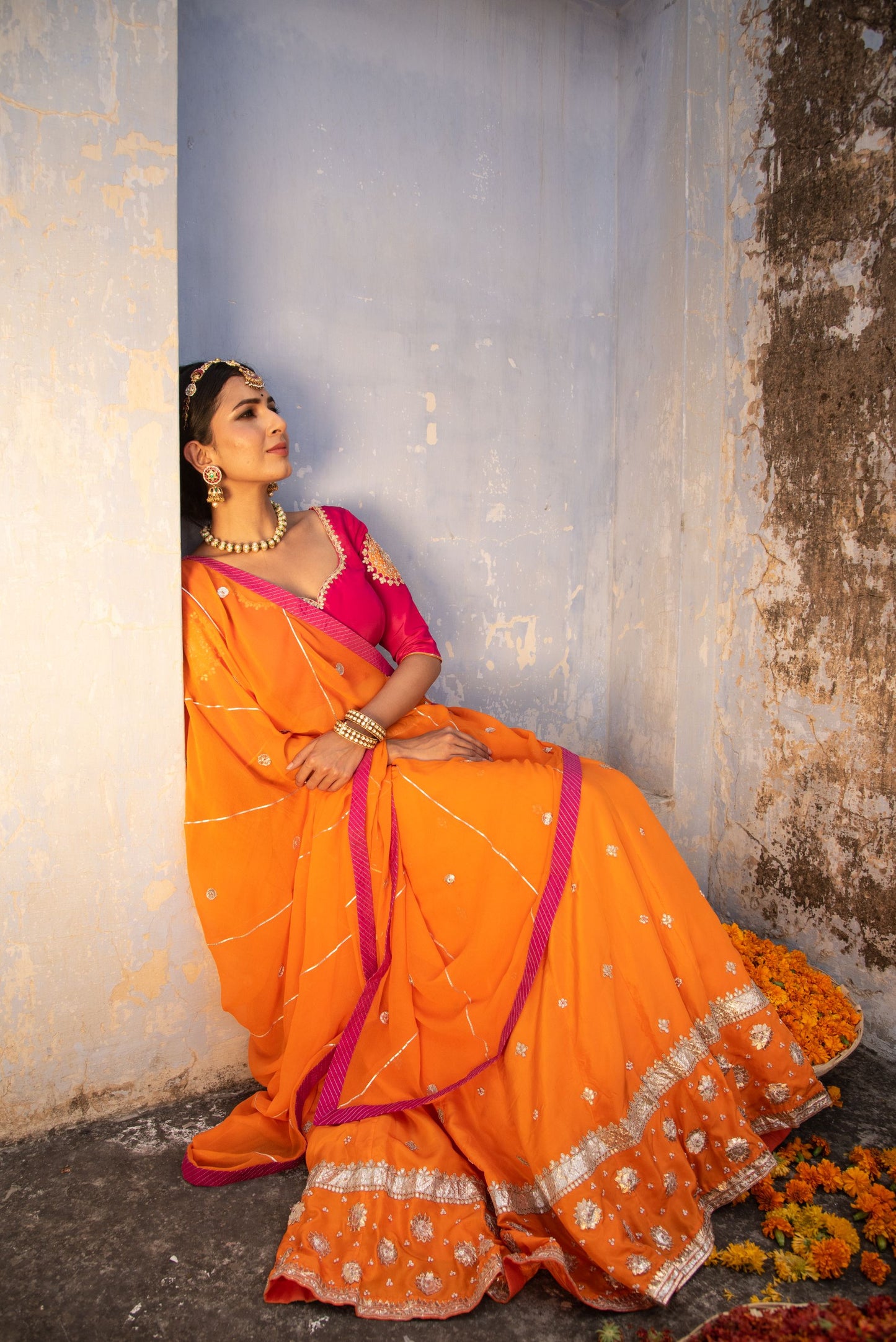 ORANGE-RANI RAJPUTANA LAHANGA SET