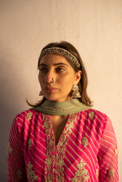 PINK-SEAGREEN KURTA SET