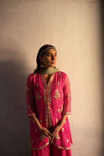 PINK-SEAGREEN KURTA SET