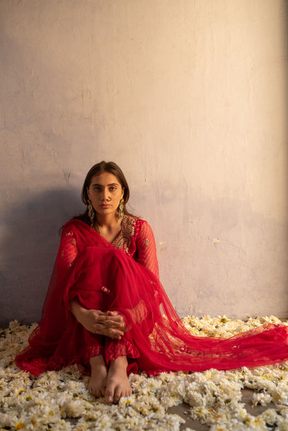 RED KURTA SET