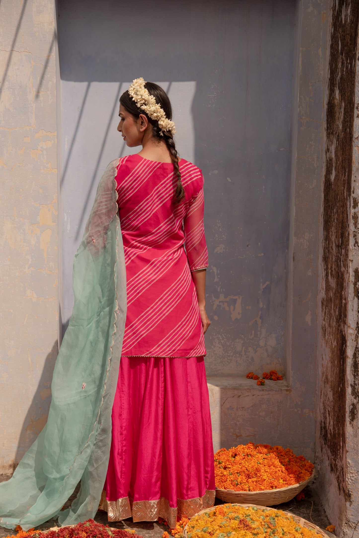 PINK-TURQUOISE SKIRT SET