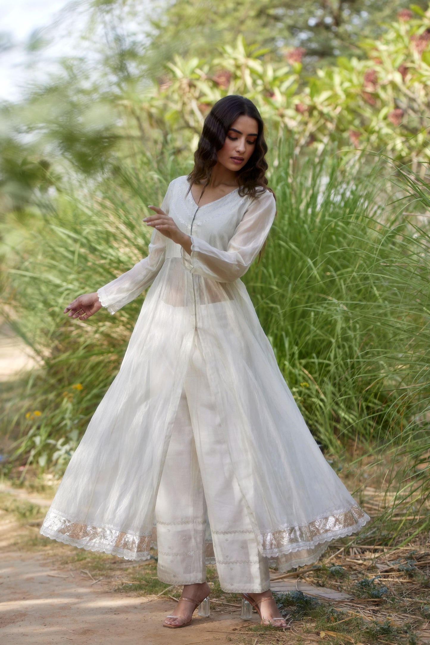 SILVER LVORY KURTA SET