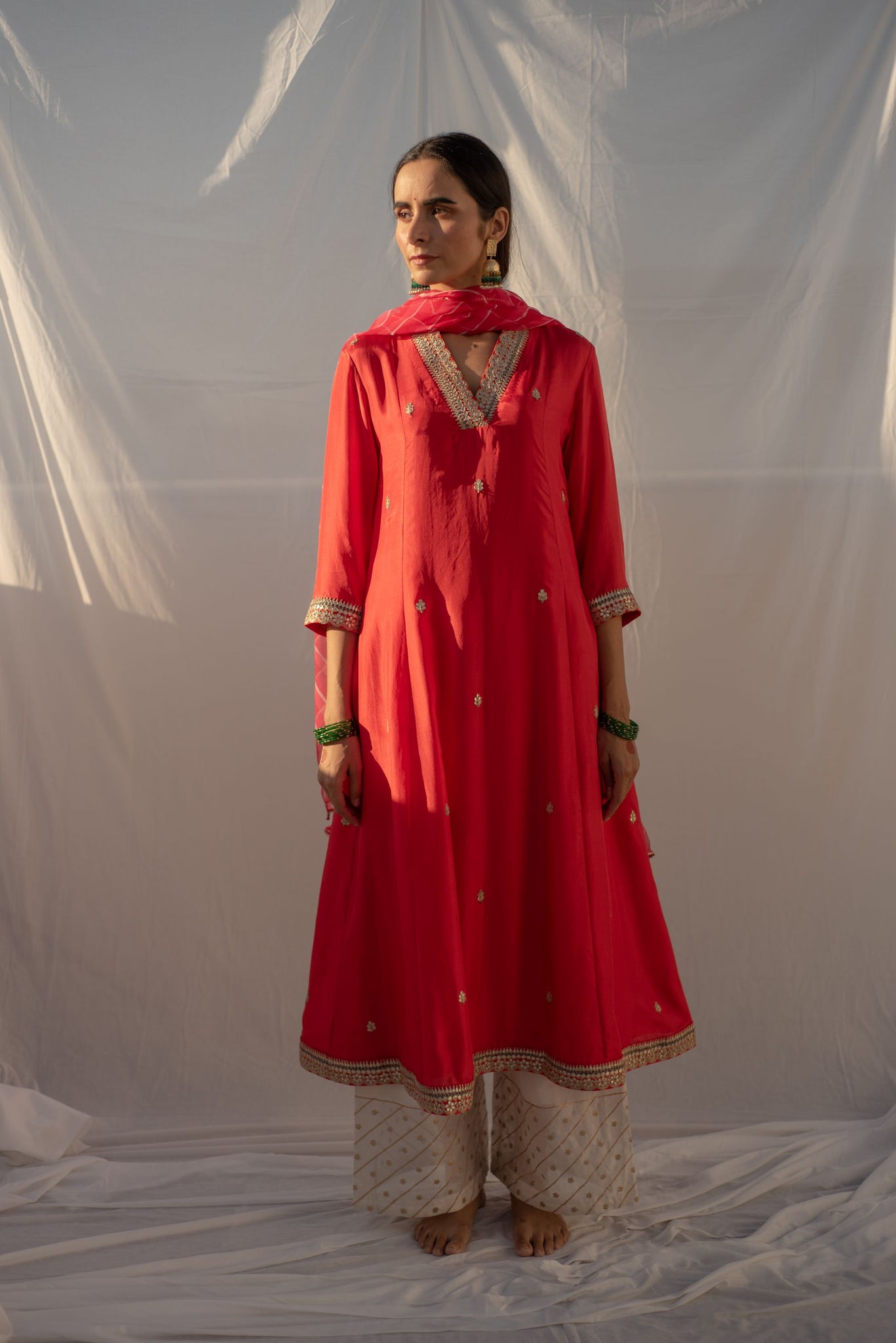 RED KURTA SET