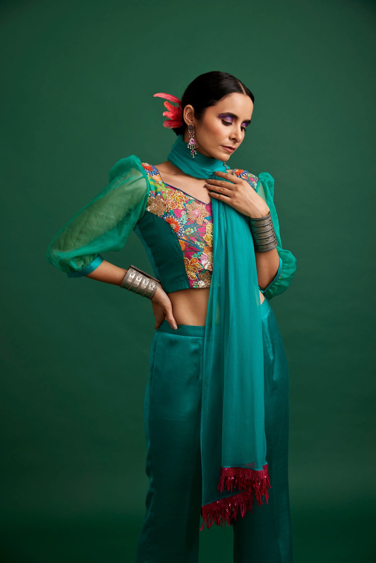 TURQUOISE AND RANI PINK