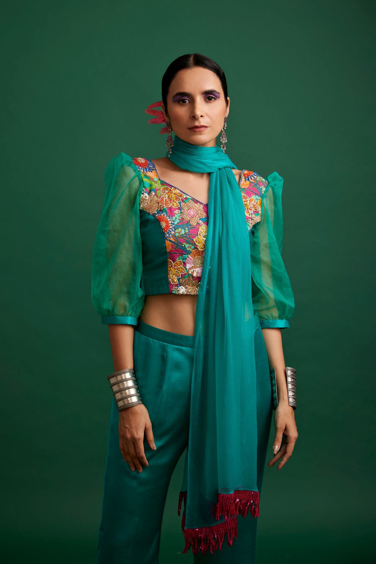 TURQUOISE AND RANI PINK