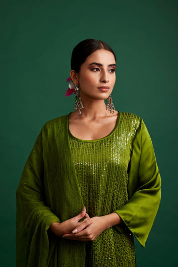 OLIVE KURTA SET