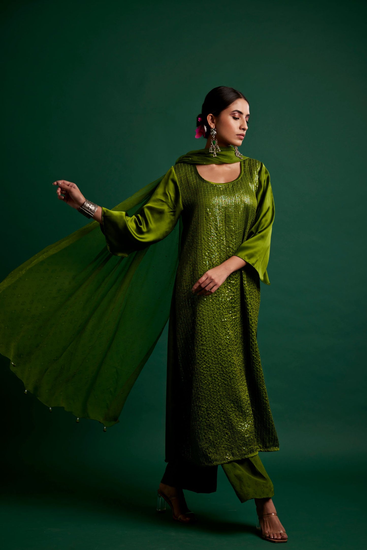 OLIVE KURTA SET